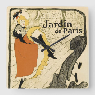 Art Nouveau Danseres Jane Avril door Toulouse Laut Vierkante Klok