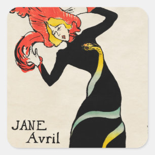 Art Nouveau-danseres Jane Avril door Toulouse Laut Vierkante Sticker