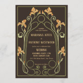 Art nouveau dark brown elegant wedding kaart (Voorkant)