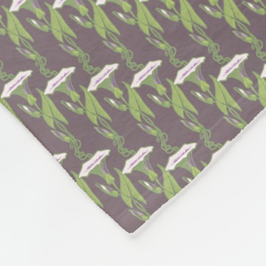 Art Nouveau dark Ipomoea behang Fleece Deken (Hoek)