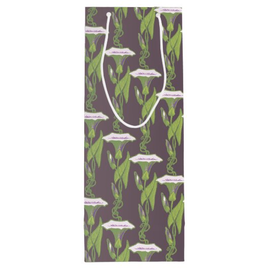Art Nouveau dark Ipomoea behang Wijn Cadeautas (Achterkant)