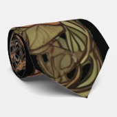  Art Nouveau Dark Terracotta Botanical Stropdas (Opgerold)