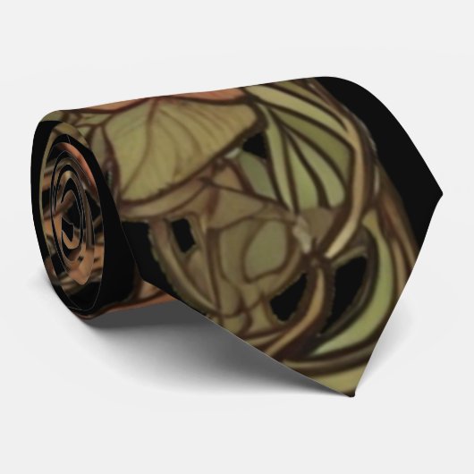 Art Nouveau Dark Terracotta Botanical Stropdas (Opgerold)