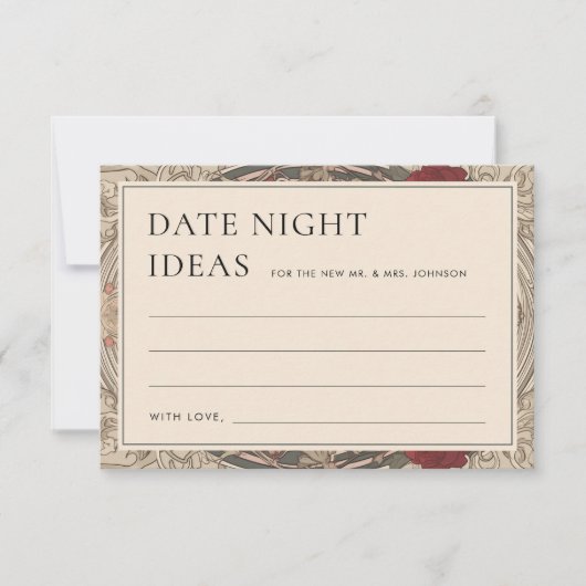 Art Nouveau Datum Nacht Ideeën Kaart (Voorkant)