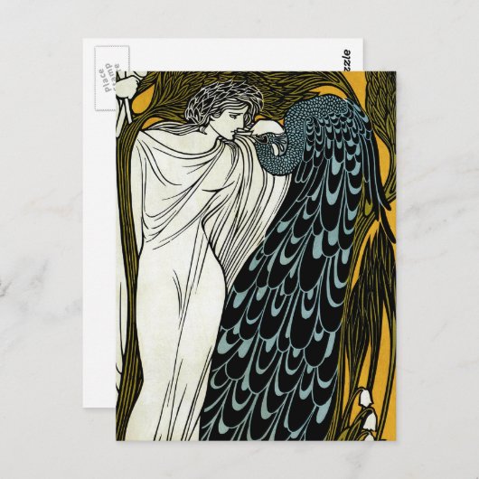  art nouveau, de kus van William Bradley Briefkaart (Voorkant / Achterkant)