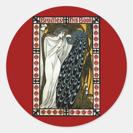 art nouveau, de kus van William Bradley Ronde Sticker (Voorkant)