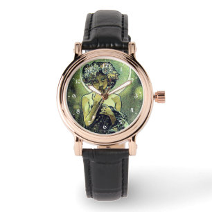  Art Nouveau De Maan door Mucha Horloge