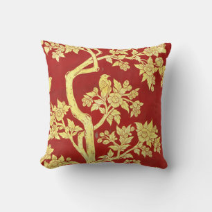 art nouveau,deco,asian,goud,rood,,rustig,flo kussen