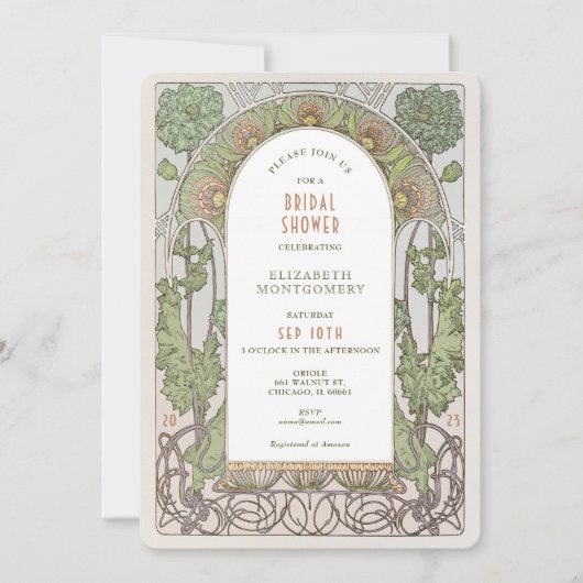 Art Nouveau Deco Bruiloft Uitnodigingen Vintage (Voorkant)