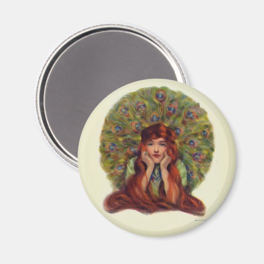 Art nouveau deco elegant women peace ock veren magneet (Voorkant / Achterkant)