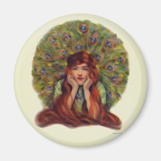 Art nouveau deco elegant women peace ock veren magneet (Voorkant)