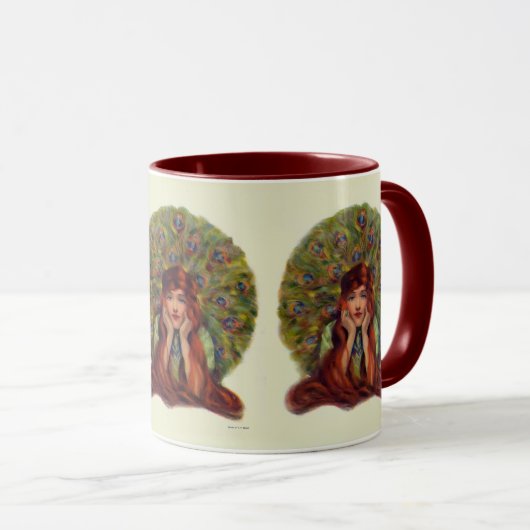 Art nouveau deco elegant women peace ock veren mok (Voorkant rechts)