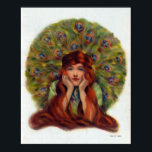 Art nouveau deco elegant women peace ock veren poster<br><div class="desc">Een kunstgenoot, kunstdeco illustratie van een lange, rode kopige vrouw die is omgevormd met vreugdeveren Een elegante illustratie van een klassieke schoonheid.</div>