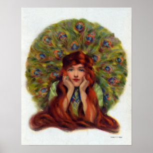 Art nouveau deco elegant women peace ock veren poster