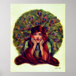 Art nouveau deco elegant women peace ock veren poster