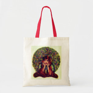Art nouveau deco elegant women peace ock veren tote bag