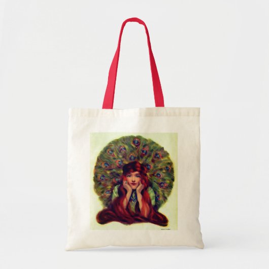 Art nouveau deco elegant women peace ock veren tote bag (Voorkant)