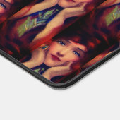Art nouveau deco elegante vrouw rood hoofd schoonh bureaumat (Hoek)