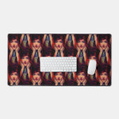 Art nouveau deco elegante vrouw rood hoofd schoonh bureaumat (Keyboard & Muis)