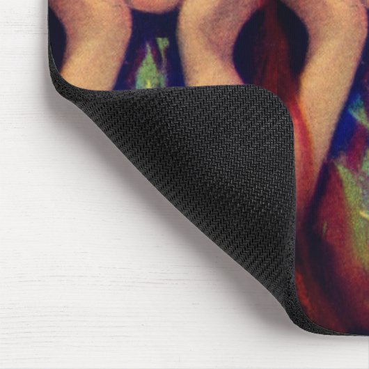 Art nouveau deco elegante vrouw rood hoofd schoonh muismat (Hoek)