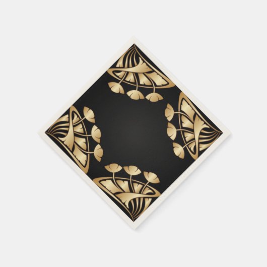 art nouveau,deco,goud,zwart,chic,elegant,,p servetten (Hoek)