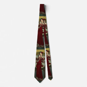 Art nouveau, deco, mooie dame, goud, trendy, elega stropdas
