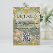 Art Nouveau Deco QR Code Trouwgegevens Informatiekaartje (Staand voorkant)