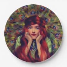 Art nouveau deco women pauock veren elegant