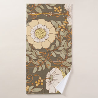 Art Nouveau: Decoratieve Bloemen Vintage. Badhanddoek