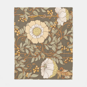 Art Nouveau: Decoratieve Bloemen Vintage. Fleece Deken