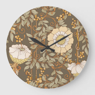 Art Nouveau: Decoratieve Bloemen Vintage. Grote Klok