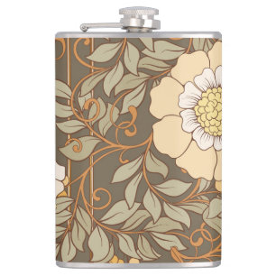 Art Nouveau: Decoratieve Bloemen Vintage. Heupfles