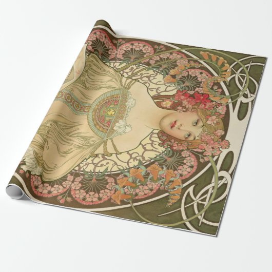 Art Nouveau Decoupage Poster Cadeaupapier (Uitgerold)