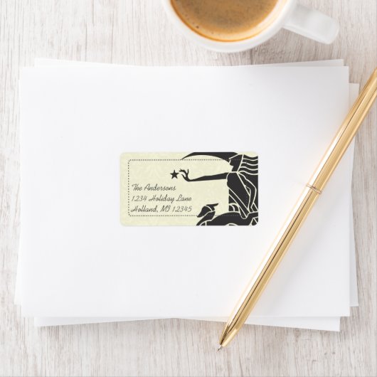 Art Nouveau Deer Damask Return Address Labels (Insitu)