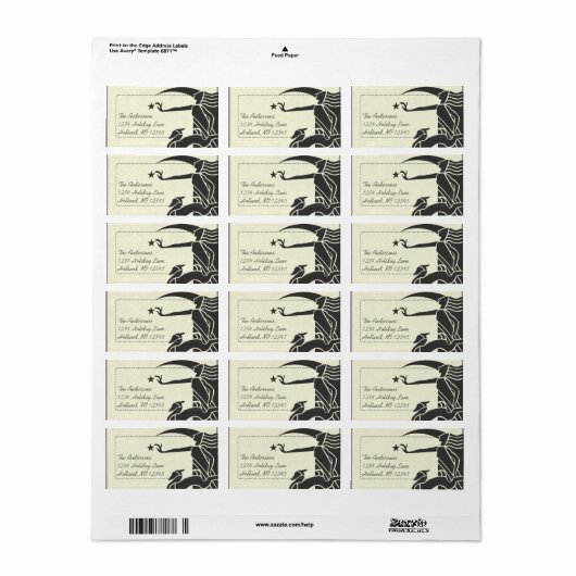 Art Nouveau Deer Damask Return Address Labels (Full Sheet)