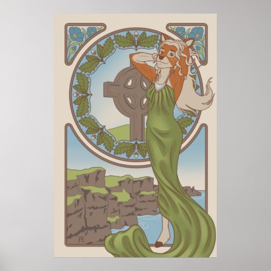 Art Nouveau Deer Furry Poster (Voorkant)