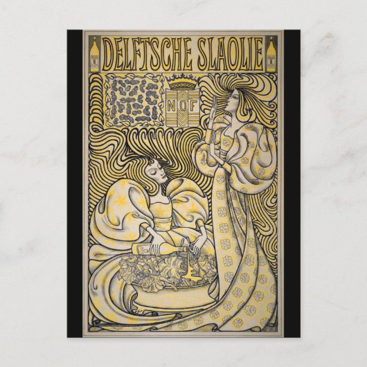 Art Nouveau Delftsche Slaolie Delft Briefkaart (Voorkant)