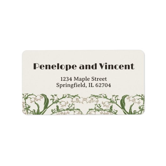 Art Nouveau delicate sneeuwklokjes bruiloft Etiket (Voorkant)