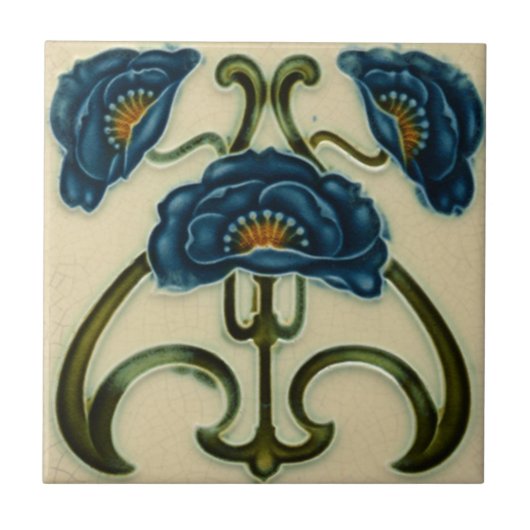Art Nouveau Design Feature Tile Tegeltje (Voorkant)