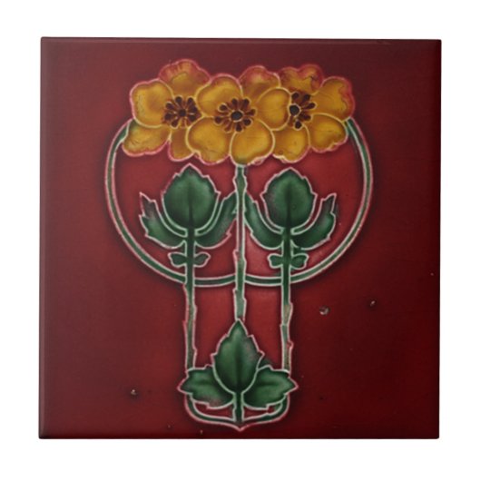 Art Nouveau Design Feature Tile Tegeltje (Voorkant)