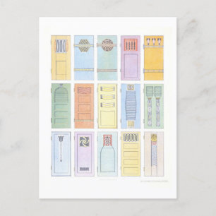  Art Nouveau Deuren Illustratie Briefkaart