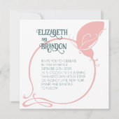 Art Nouveau Deusty Pink  Butterfly Wedding Kaart (Voorkant)