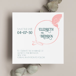 Art Nouveau Deusty Pink  Butterfly Wedding Save The Date