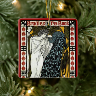 Art Nouveau Deze Kus, Vrouw met Peacock Keramisch Ornament