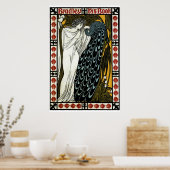 Art Nouveau Deze Kus, Vrouw met Peacock Poster (Keuken)