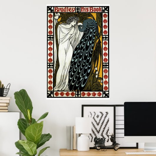 Art Nouveau Deze Kus, Vrouw met Peacock Poster (Thuiskantoor)