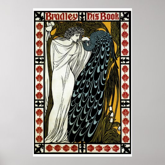  Art Nouveau Deze Kus, Vrouw met Peacock Poster (Voorkant)