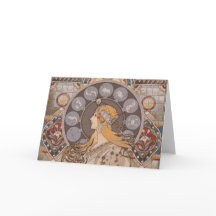 Art Nouveau dierenriem opgevouwen bedankpas