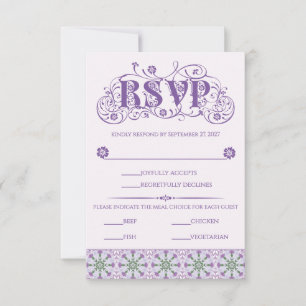 Art Nouveau Distelwiel Lila Verticaal RSVP Kaartje