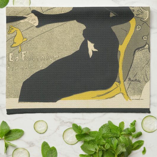 Art Nouveau, Divan Japonais door Toulouse Lautrec Theedoek (Gevouwen)